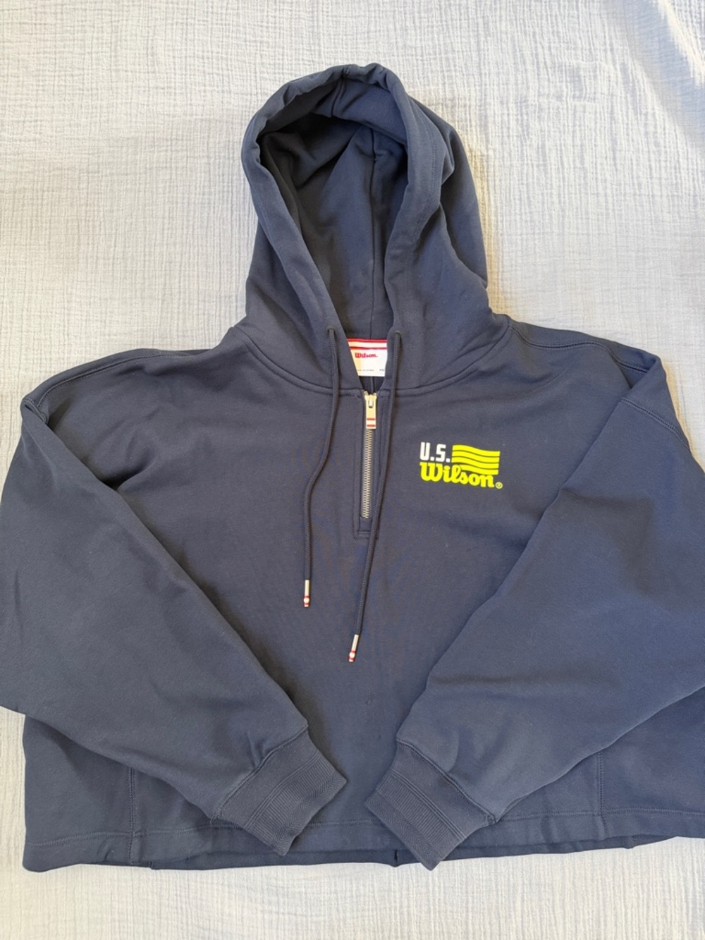 Wilson Navy Half-Zip Hoodie Sweatshirt NWOT